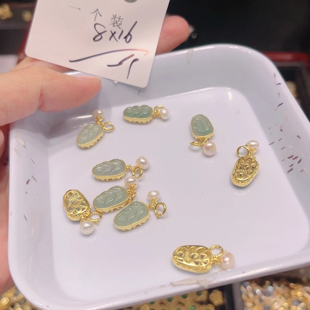 翡翠颈饰银S925镀金镶嵌109
