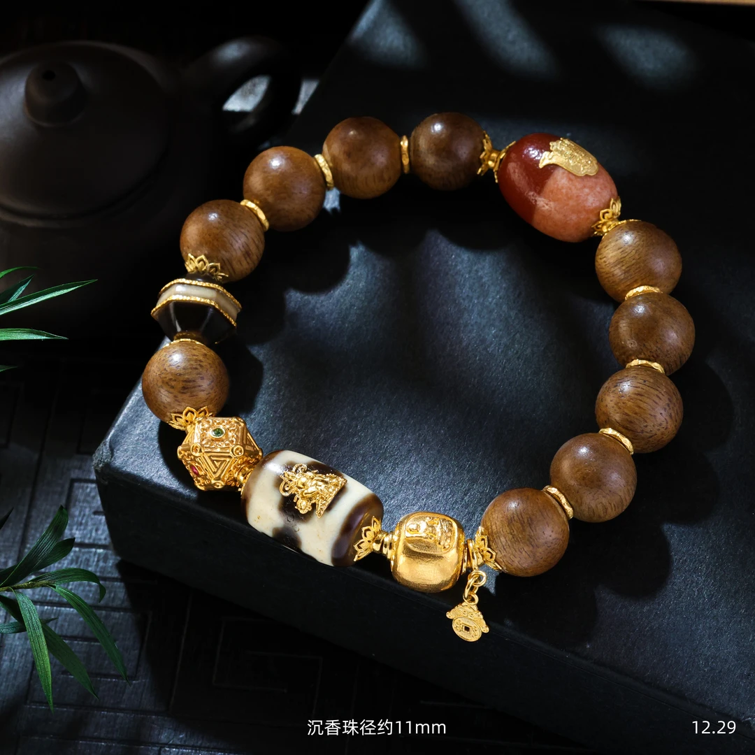 【金豆VIP】大总管||18k金蛇年专属太岁令普贤吞金兽典藏级沉香手串