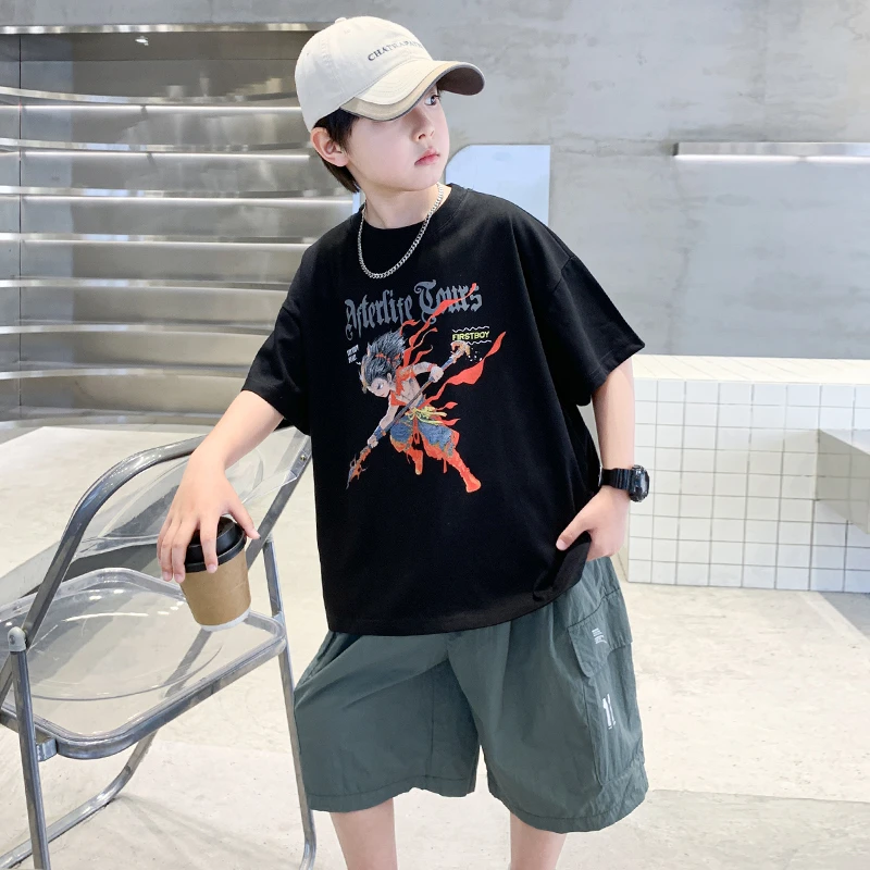 男童夏装新款短袖套装2025帅气儿童夏季中大童韩版运动童装 8223A