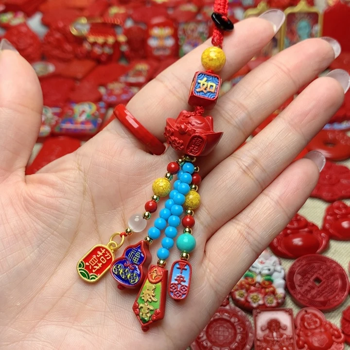 天然辰砂工艺品朱砂钥匙扣