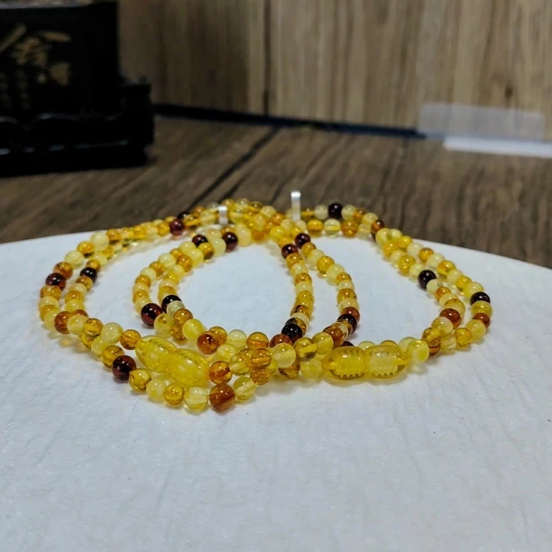 【书记甄选】天然琥珀项链 约4mm 多样性发一件 2102BB
