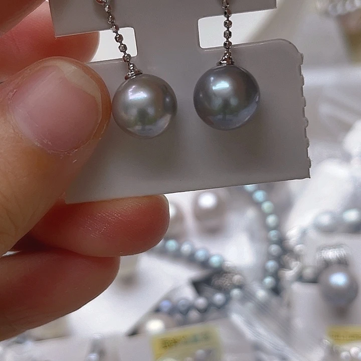 银S925镶嵌吊坠或者耳钉淡水珍珠