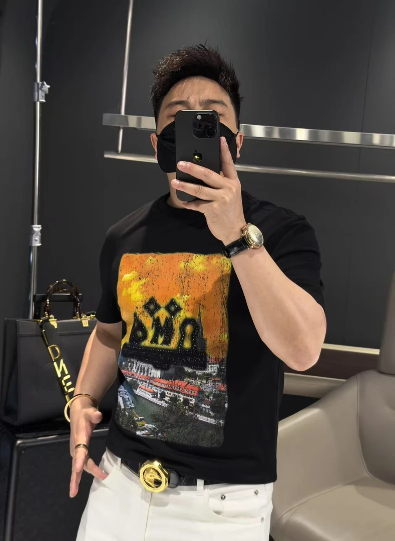 【马哥严选】2025夏季新款圆领彩印工艺休闲短袖男士高端T恤