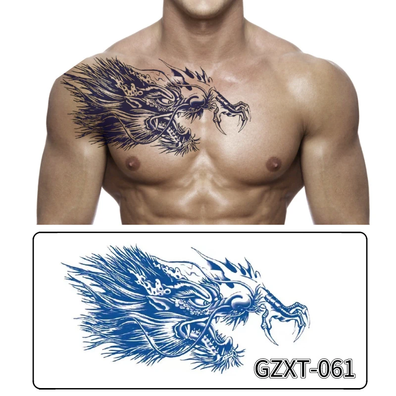 花胸果汁半永久大花臂草本纹身贴防水汗半胛花朵翅膀纹身贴纸