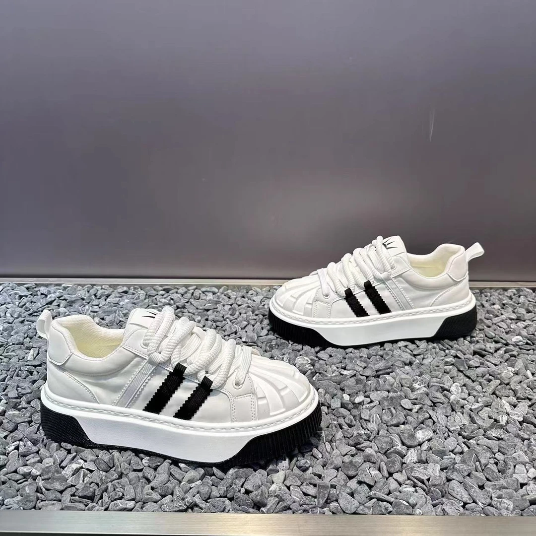 男鞋2025夏季新款贝壳头透气低帮休闲板鞋软底轻便潮流百搭小白鞋