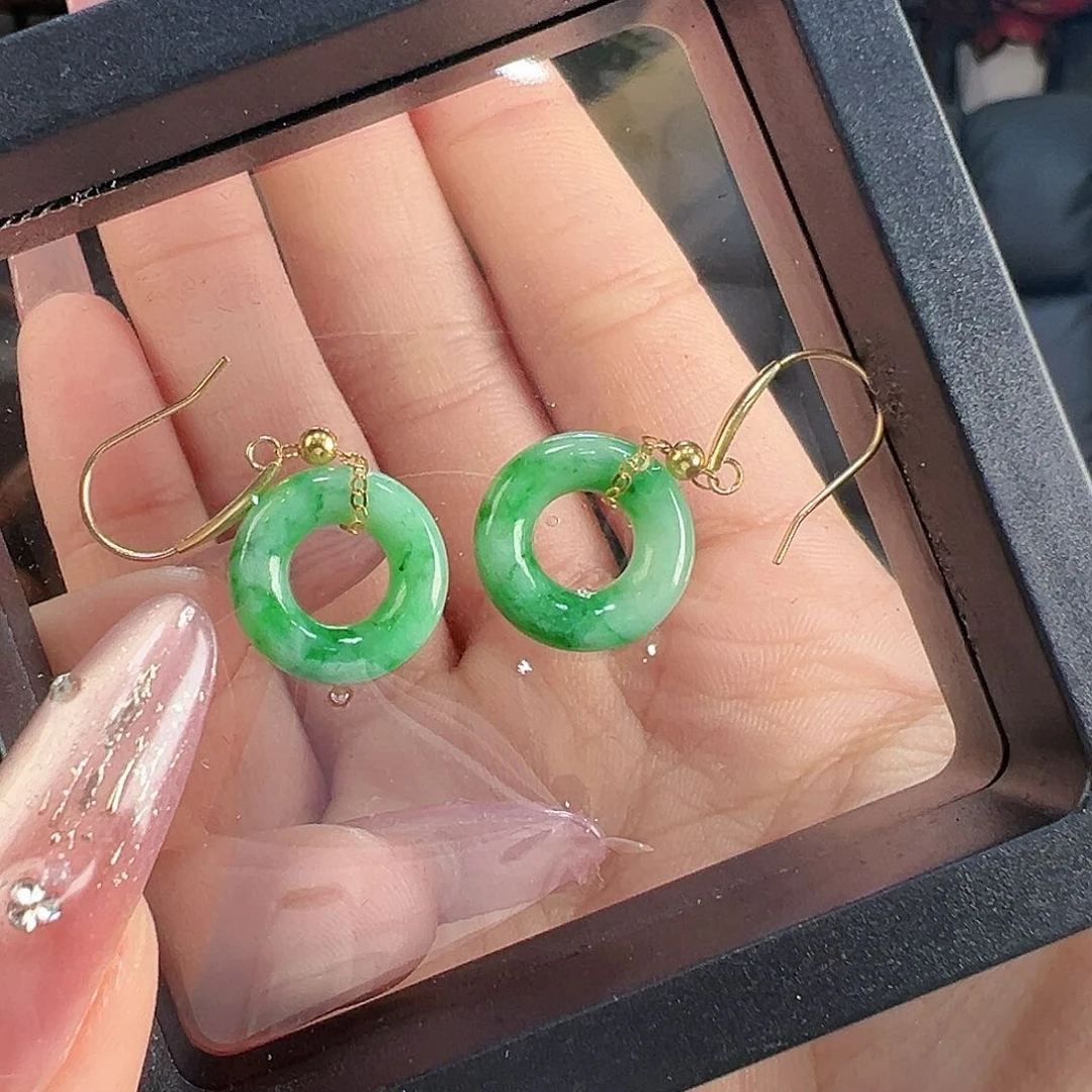 翡翠耳饰18K金镶嵌耳环18