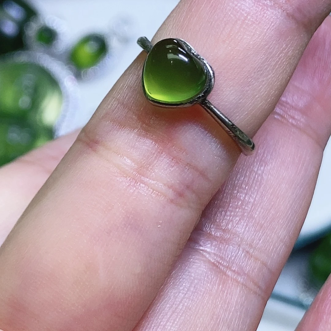 蛇纹石玉银S925镶嵌戒指