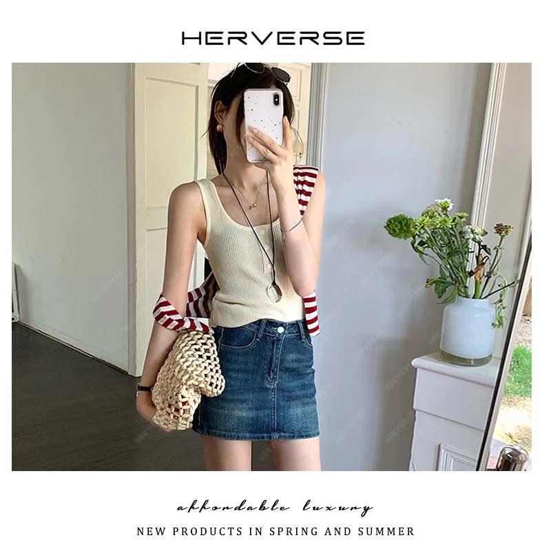 蓝色牛仔短裙女2025夏季新款设计感A字复古短款修身提臀辣妹裙子