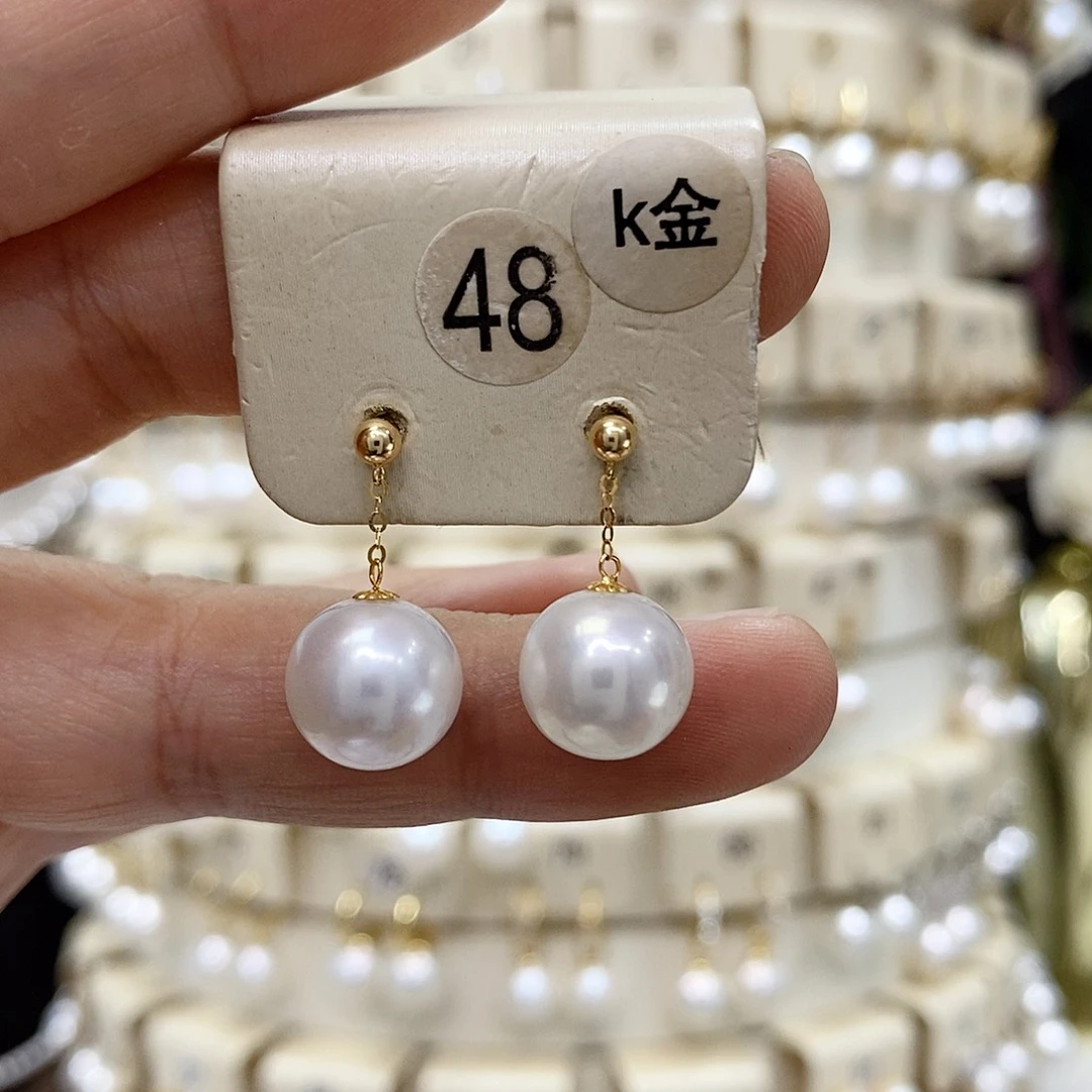 18K金镶嵌淡水珍珠耳饰