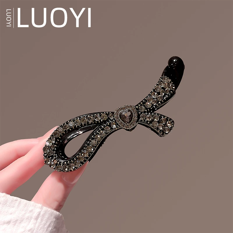 韩国东大门2025新款高马尾镶钻香蕉夹竖夹女发夹优雅马尾夹头饰