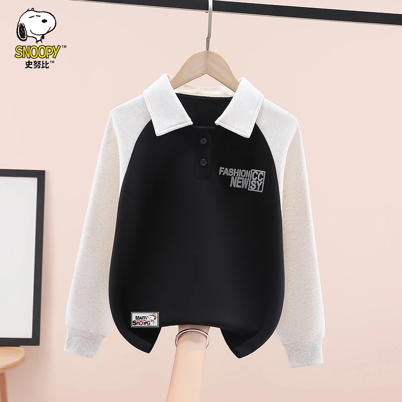 Snoopy/史努比男童卫衣春秋2025男孩POLO翻领中大童儿童长袖上衣