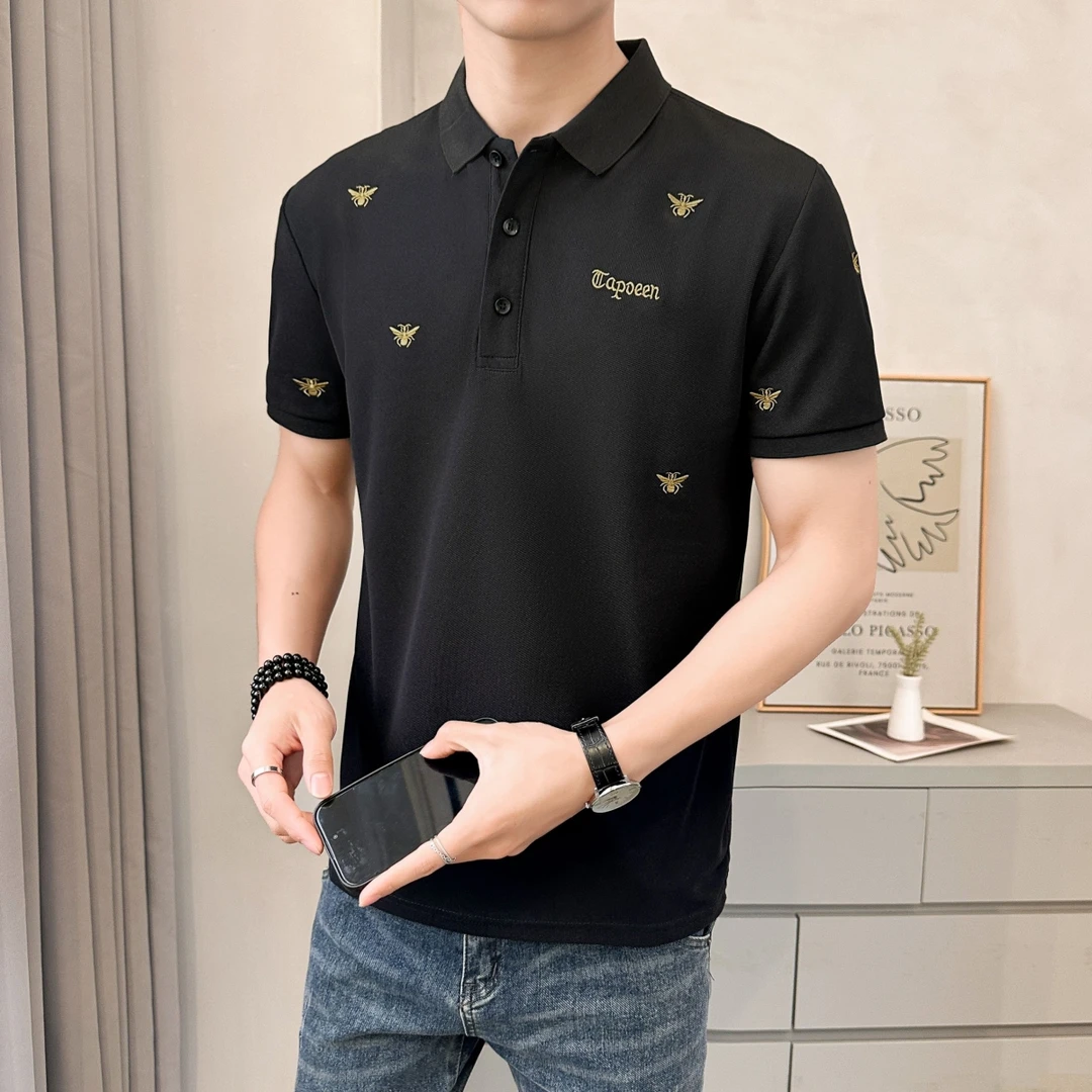 轻奢polo衫男短袖高端翻领t恤夏季新款男士商务休闲刺绣百搭上衣