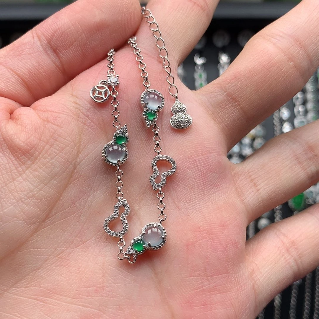 银S925镶嵌手链翡翠小****8888