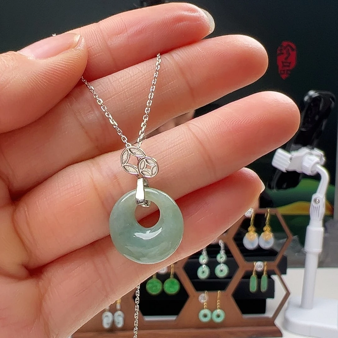 银S925镶嵌翡翠耳饰