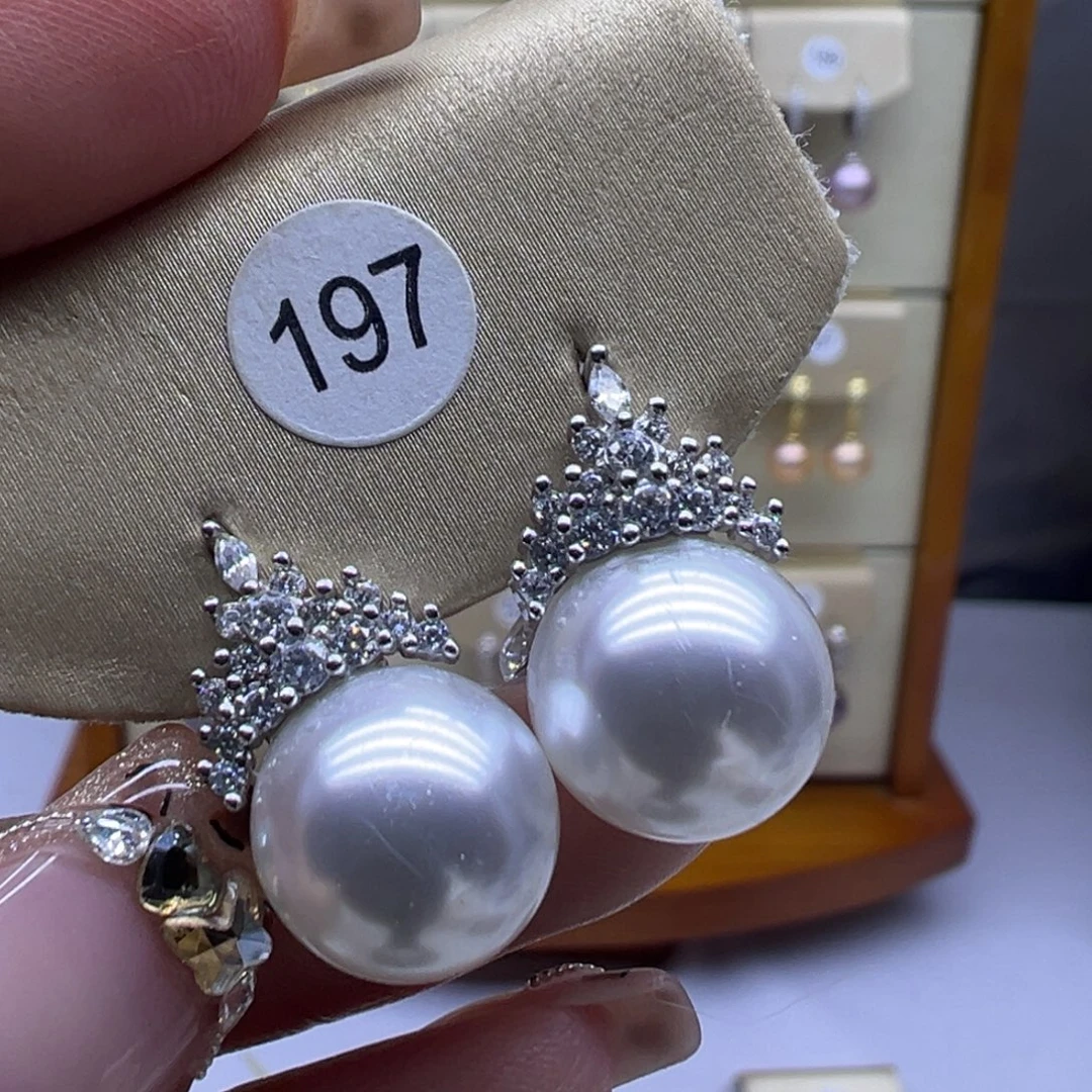 淡水珍珠耳饰银S925镶嵌