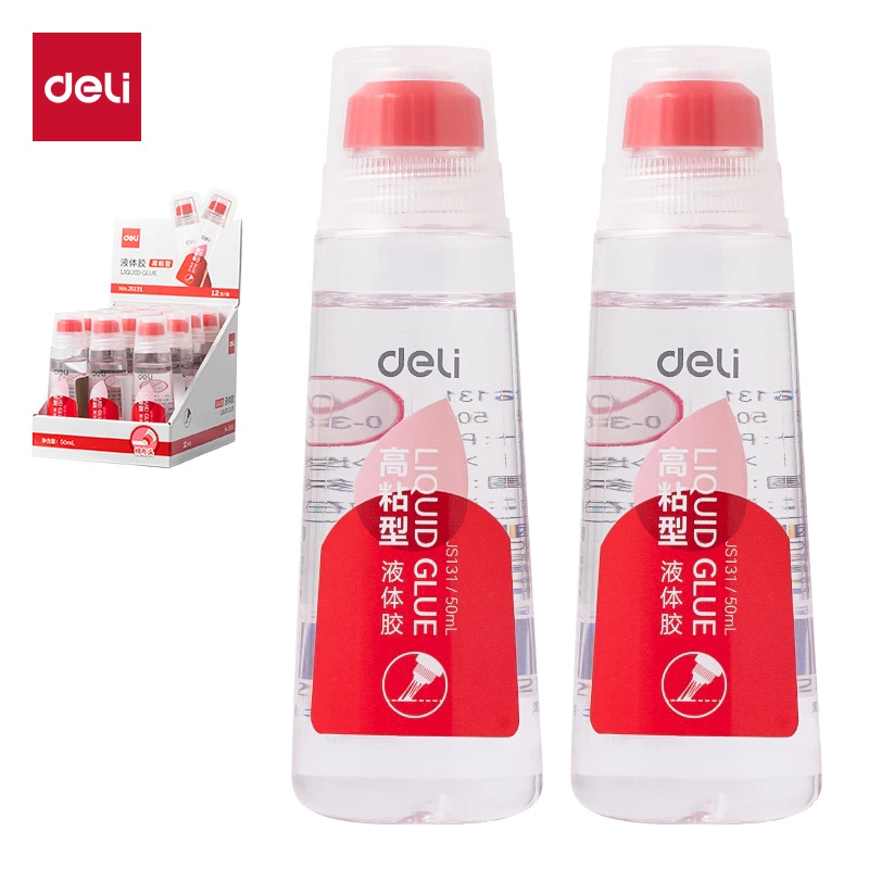 得力JS131高透液体胶50mlPVAL(红)学生儿童手工diy办公高粘度胶水
