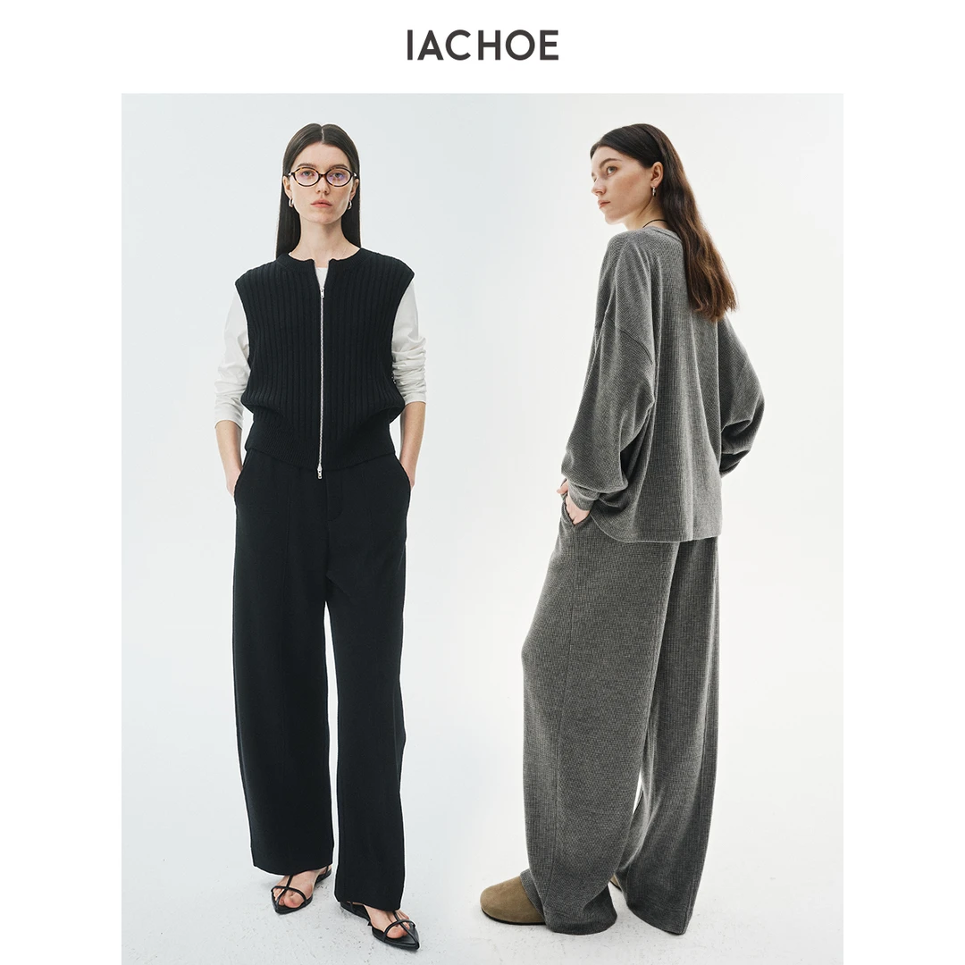 IACHOE【饼干裤】华夫格休闲裤3621518003