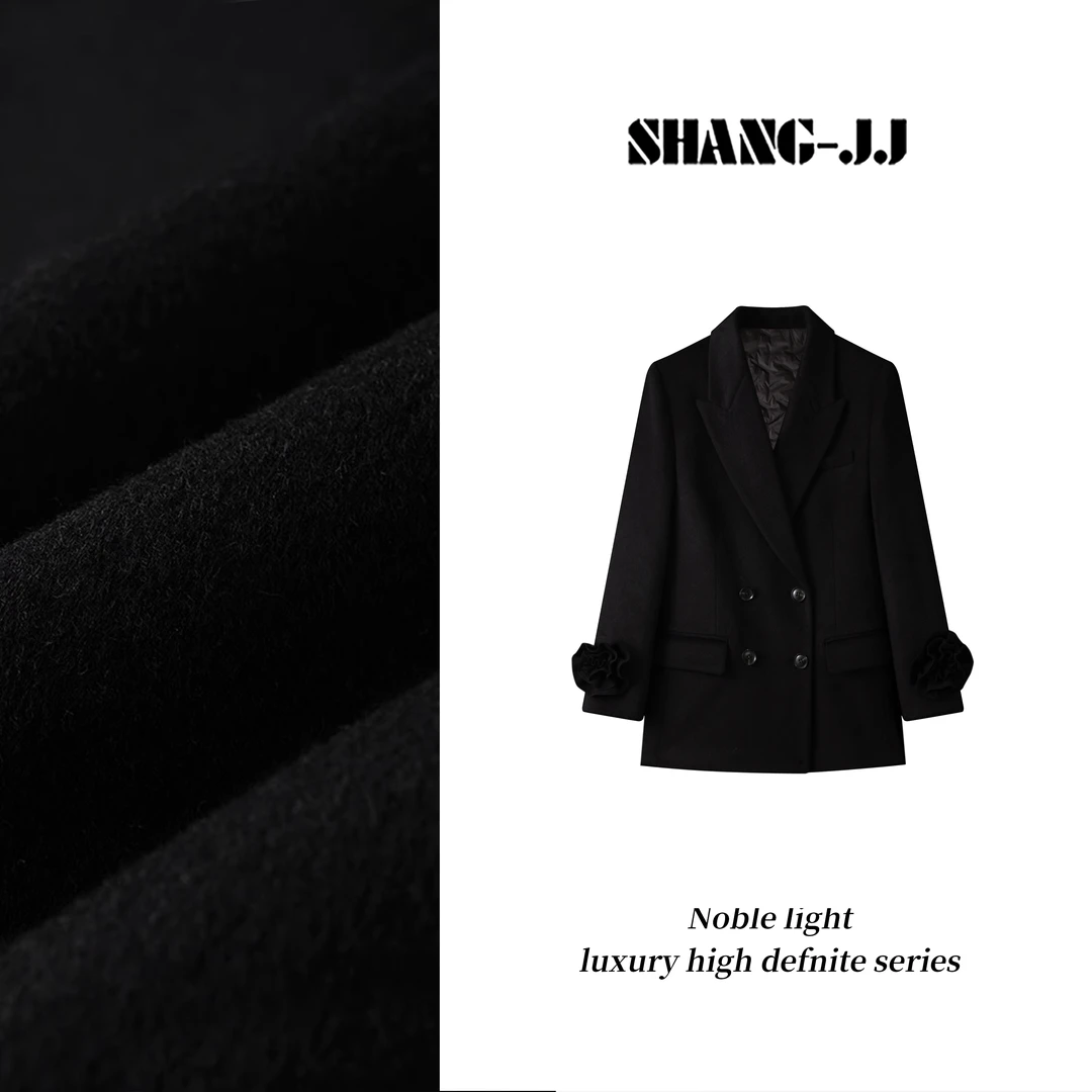 SHANG-JJ【玫瑰恋人】24新款羊毛鹅绒高定设计气质大衣q133339p