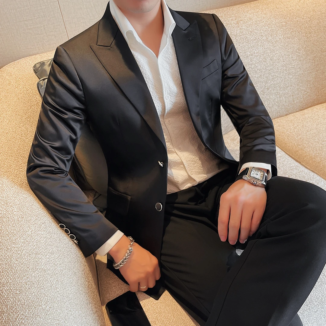 吉伦略索高端轻奢西装外套男士春秋季高级感商务休闲修身时尚西服