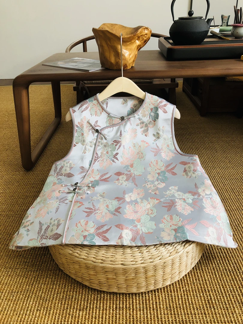 264【春水芙蓉】新中式国风复古侧扣圆领口马甲MJ221129