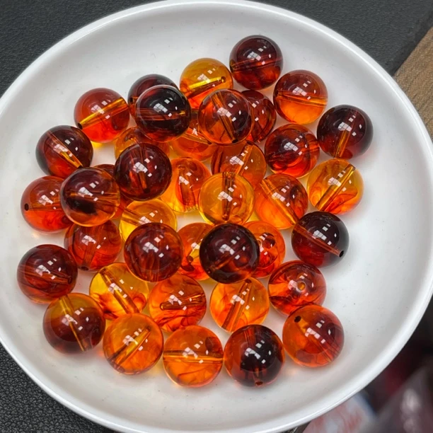 【全品珠宝】天然琥珀药珀Q487   7颗 14mm（赠弹力线）