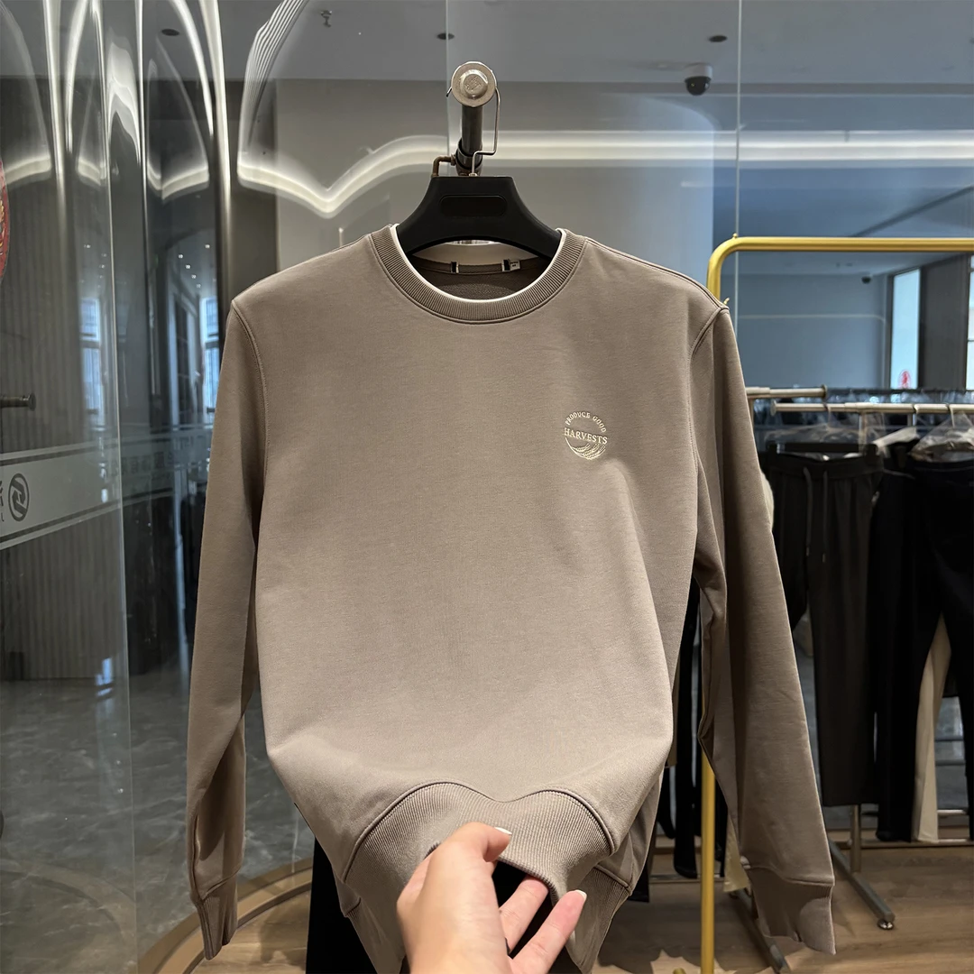 【H家】85棉！双领刺绣！秋季新款男士时尚简约休闲圆领长袖卫衣上衣