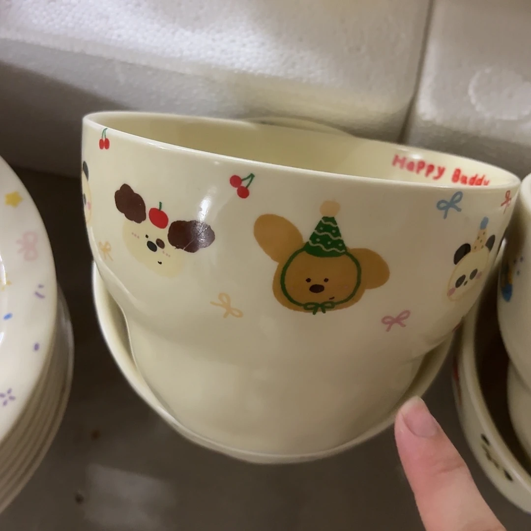 搪瓷微瑕动物派对葫芦碗