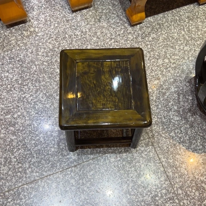 竹溺**鱼金丝楠木四方凳28x28