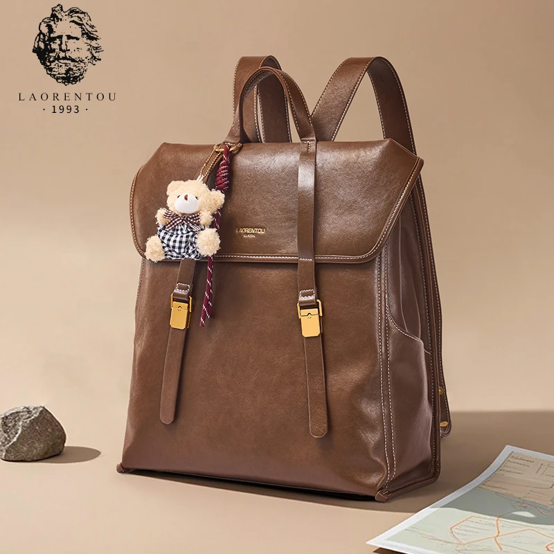 防水双肩包女轻便复古旅游电脑包旅行出差大学生书包美式休闲背包