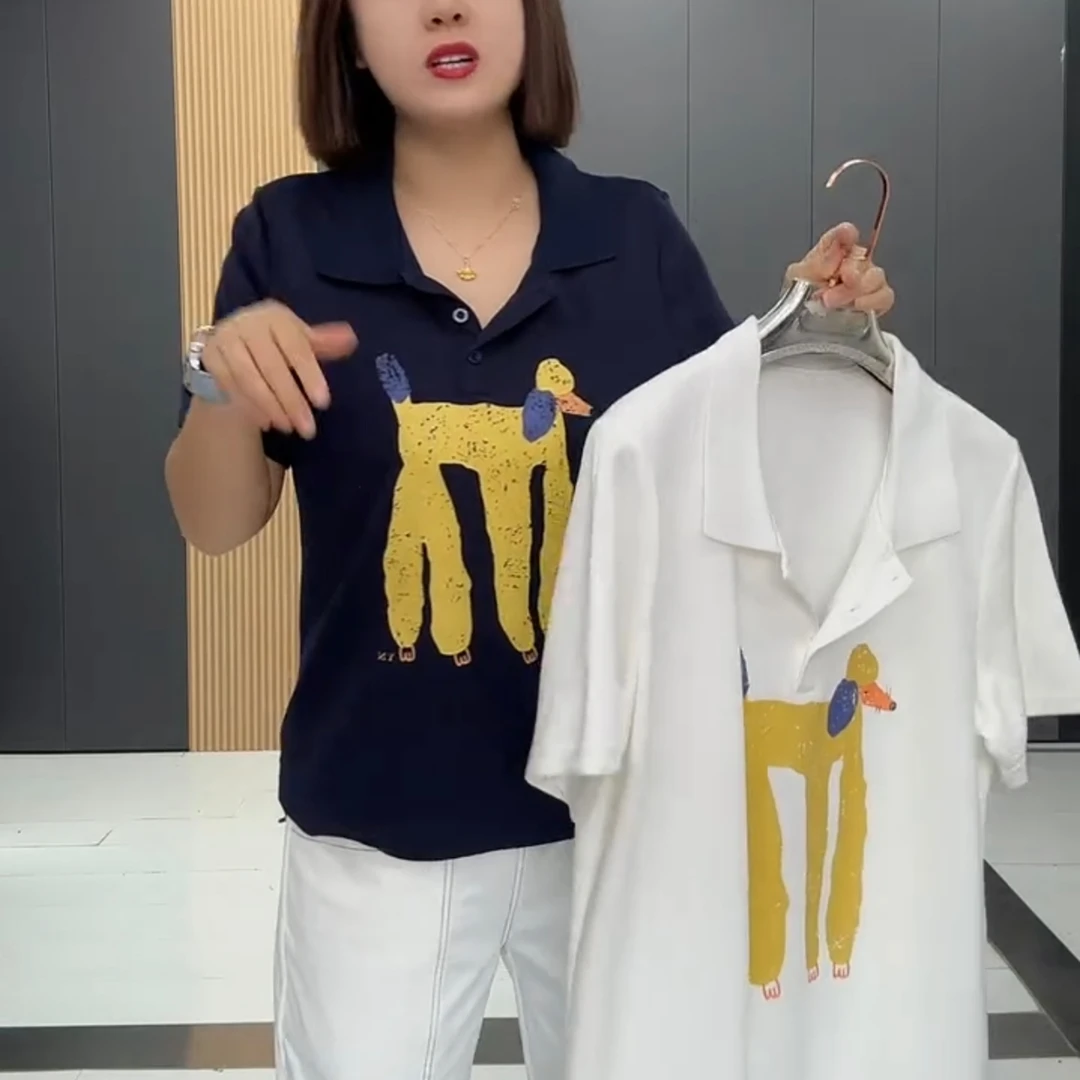 25429-新款翻领显瘦百搭半袖上衣