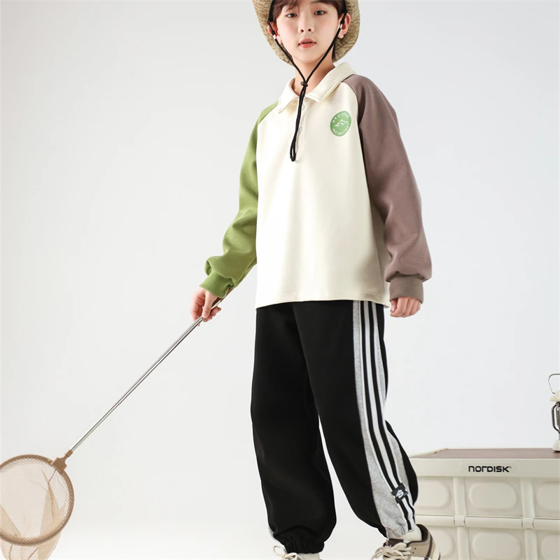 2025新款儿童大童春秋装帅气男宝潮翻领上衣宽松时尚320