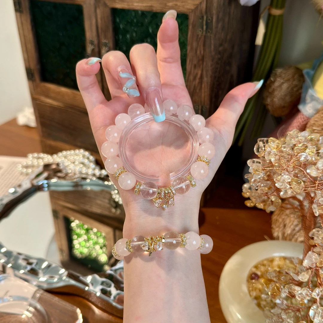 【粉晶告白】11mm粉水晶+10mm白水晶 手串原创设计天然水晶