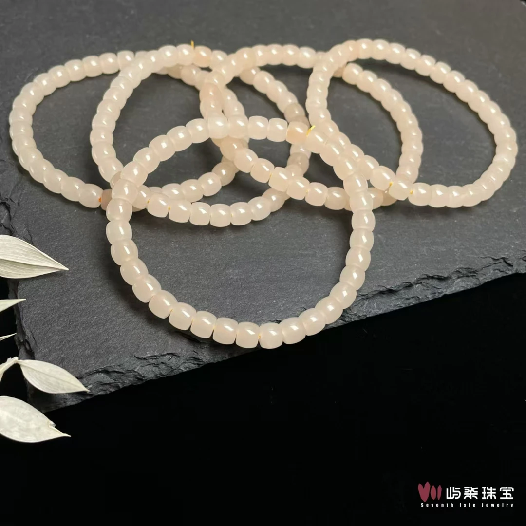 【要努力】H093和田玉未镶嵌 云暖 藕粉直切6m多样性发一默认结构