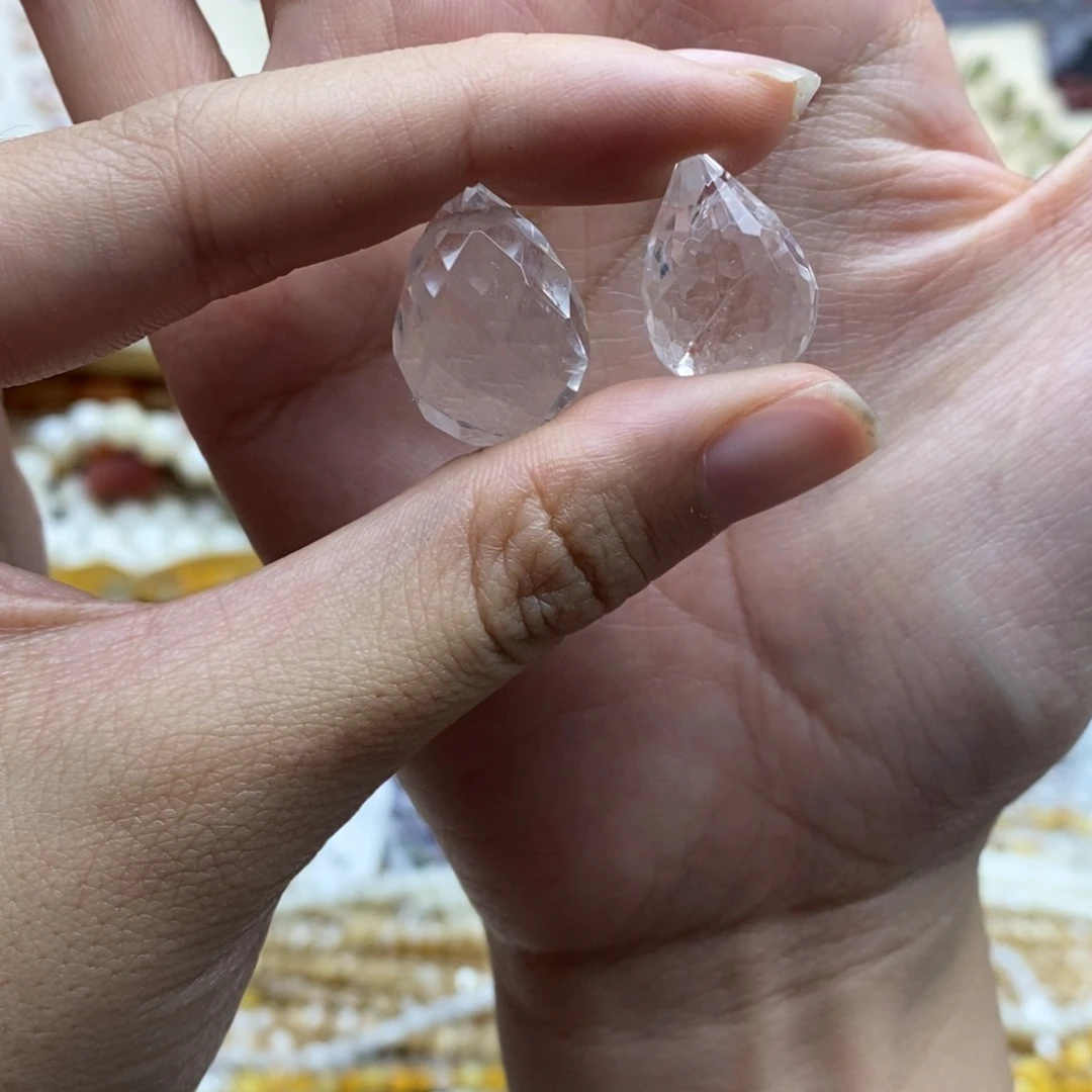 玛瑙/玉髓未镶嵌珠宝半成品一个装纯天然白水晶切面草莓带棉