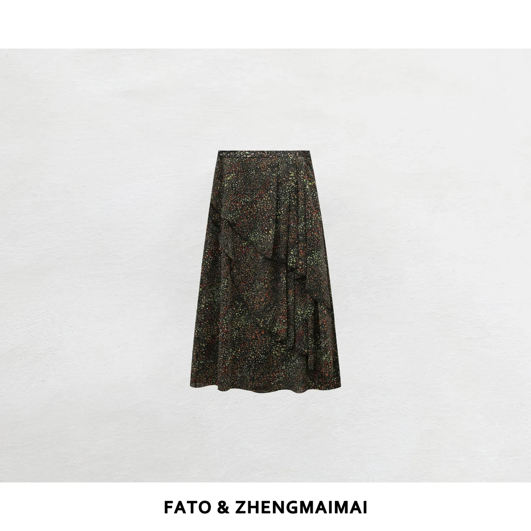 【郑买买】流浪诗人 小众复古波点不规则飘逸a字半身裙 QDD50827Q1