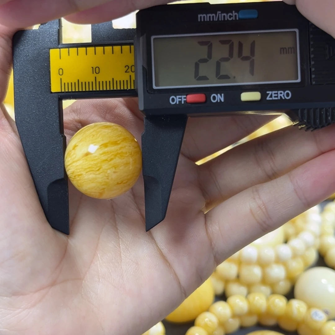 琥珀未镶嵌手串单珠圆珠