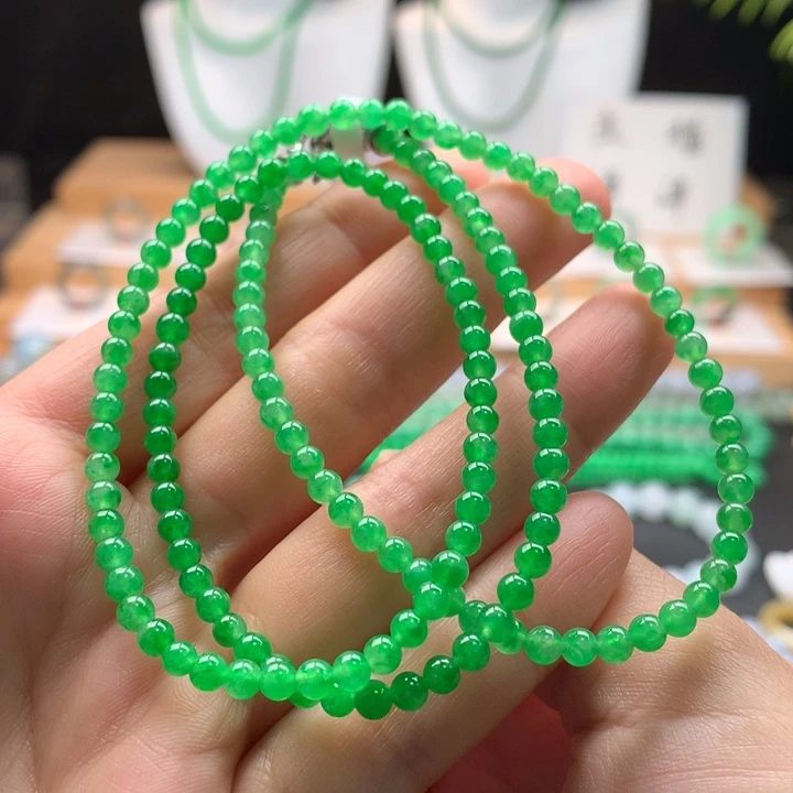 翡翠未镶嵌颈饰天然缅甸A货翡翠 卡4mm