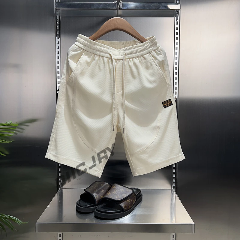 夏季薄款男士短裤宽松阔腿潮流百搭直筒休闲五分裤纯色简约中裤子