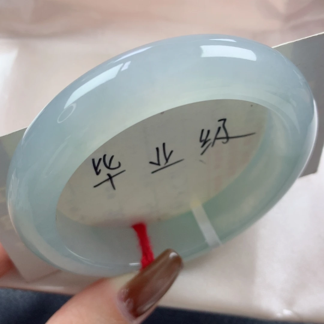 未镶嵌手镯翡翠果冻胶晴蓝宽边厚庄正圈54