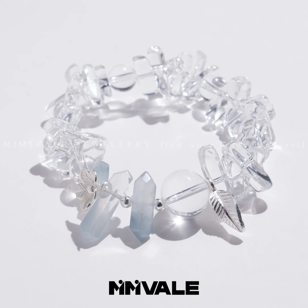 秘密山谷【冰川独白】原创设计蓝兔毛双尖水晶手串 MMSG8495