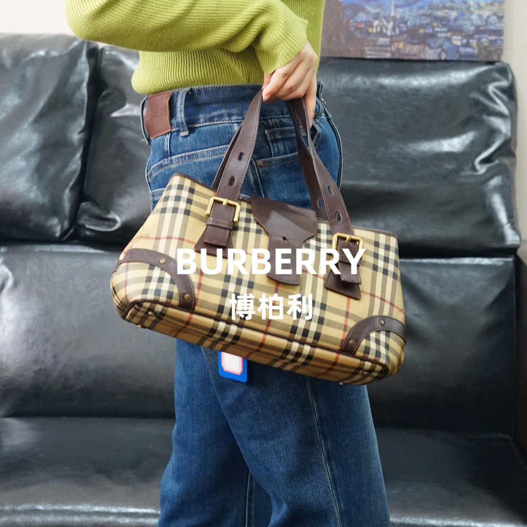 95新 BURBERRY/博柏利 格纹单肩包/WJ12602412/2412
