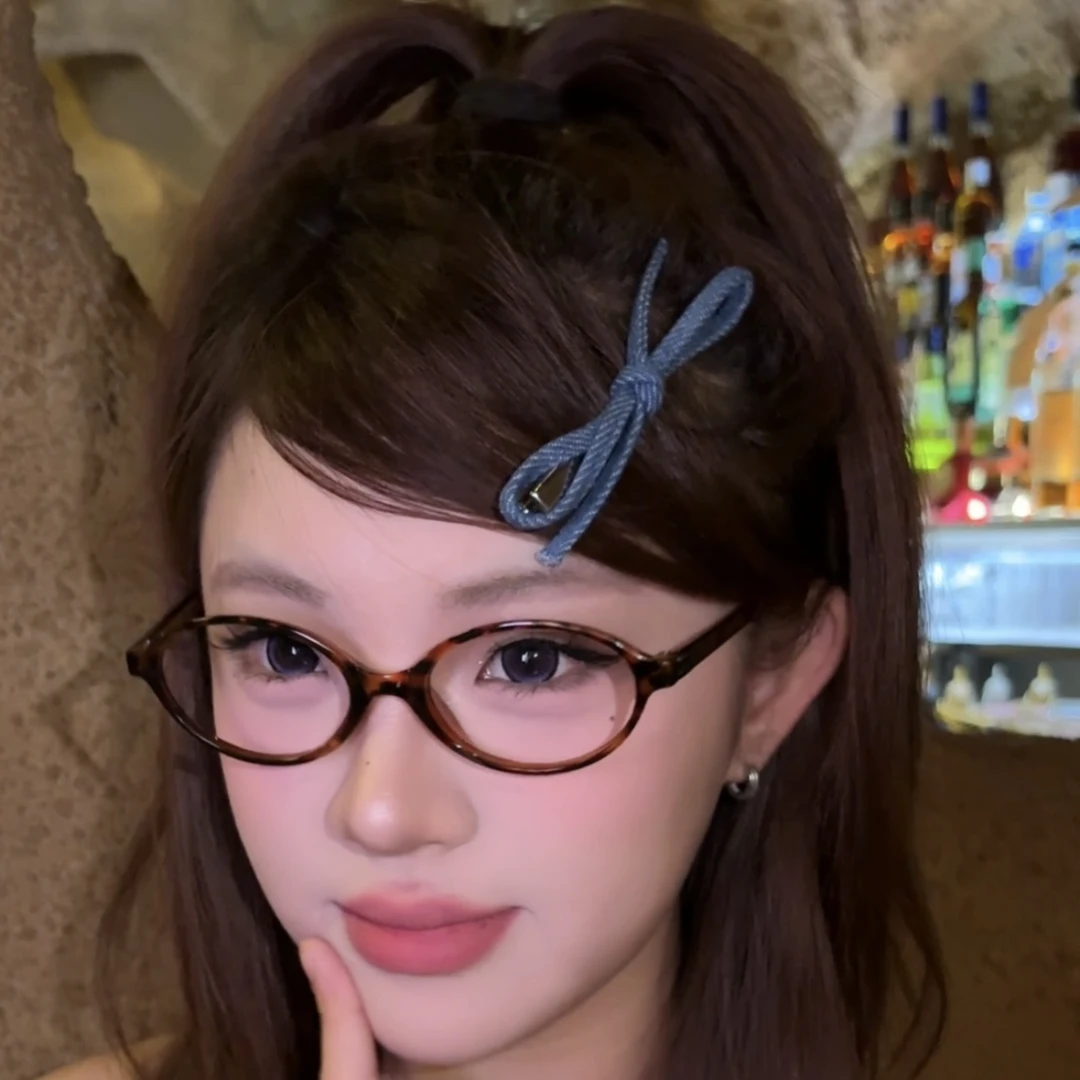 一对装！蝴蝶结牛仔发夹女高级感一字夹刘海碎发侧边夹鸭嘴夹发饰
