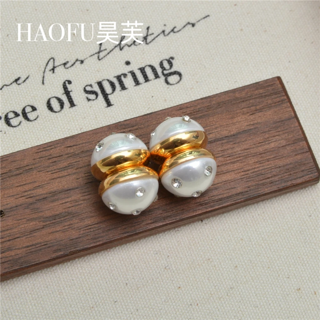 铜合金仿珍珠耳饰 无耳洞无痛磁性吸铁石耳夹女镶钻圆形珍珠耳钉