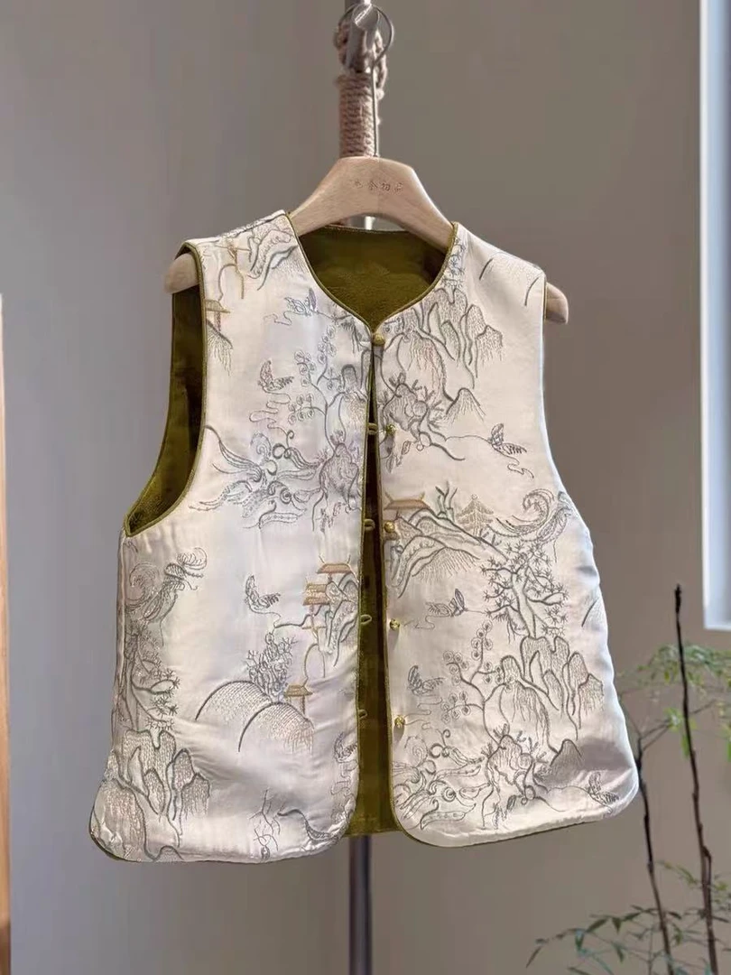 上新春款双面新中式国风马甲2025A6567彤彤