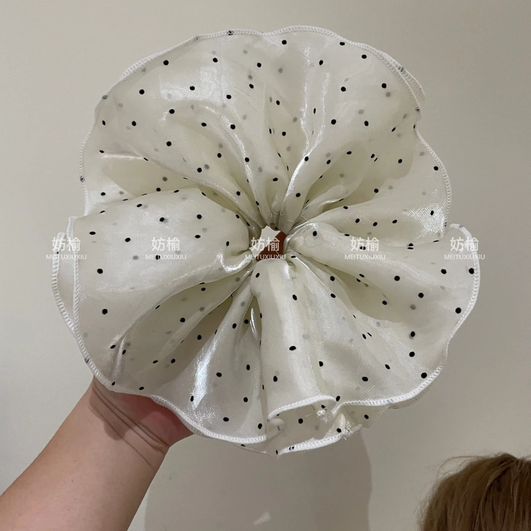 dyf008大版波点四层大发圈发绳气质简约女网纱后脑勺发圈超大发圈