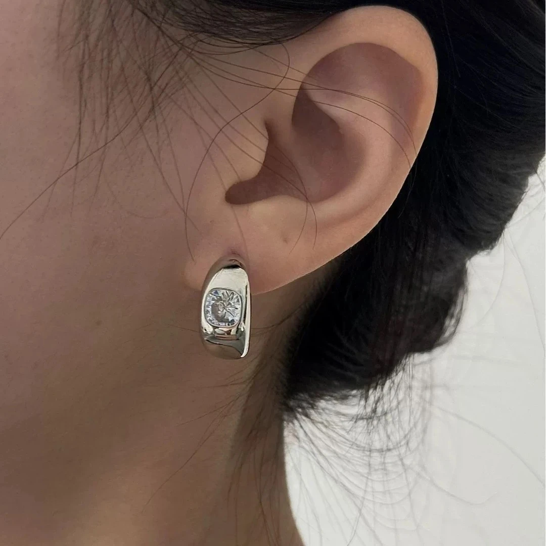 铜合金合成锆石耳饰 气质轻奢时尚百搭小众简约个性耳环QC2280