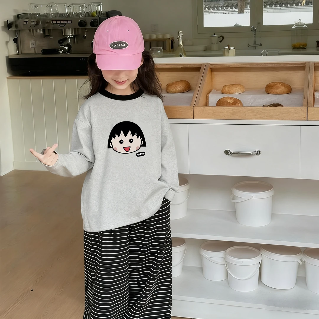 纯棉长袖t恤女童圆领上衣儿童洋气打底衫中大童装2025春秋新款