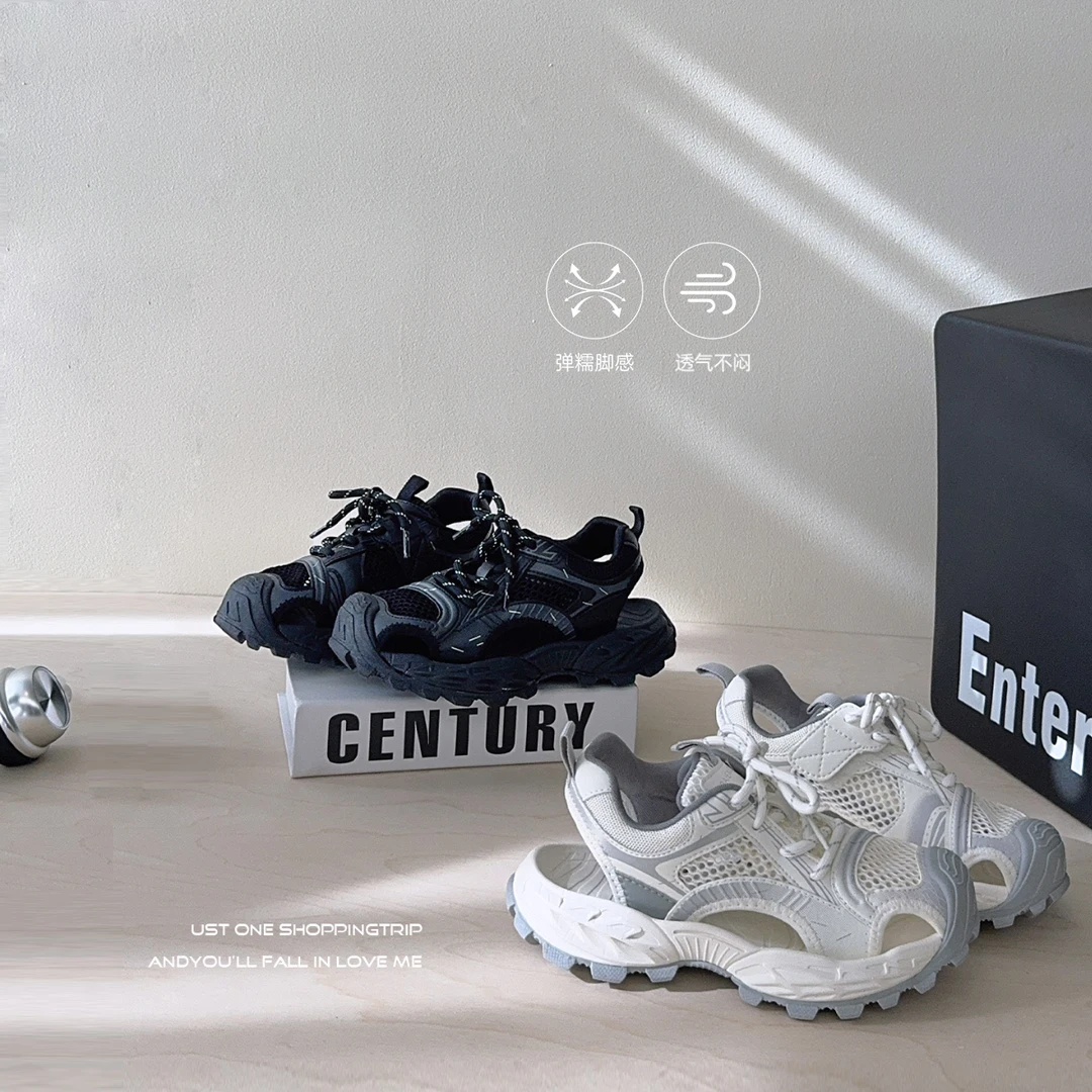 男童时尚鞋子夏季透气运动凉鞋中大童休闲镂空鞋 5052506O6