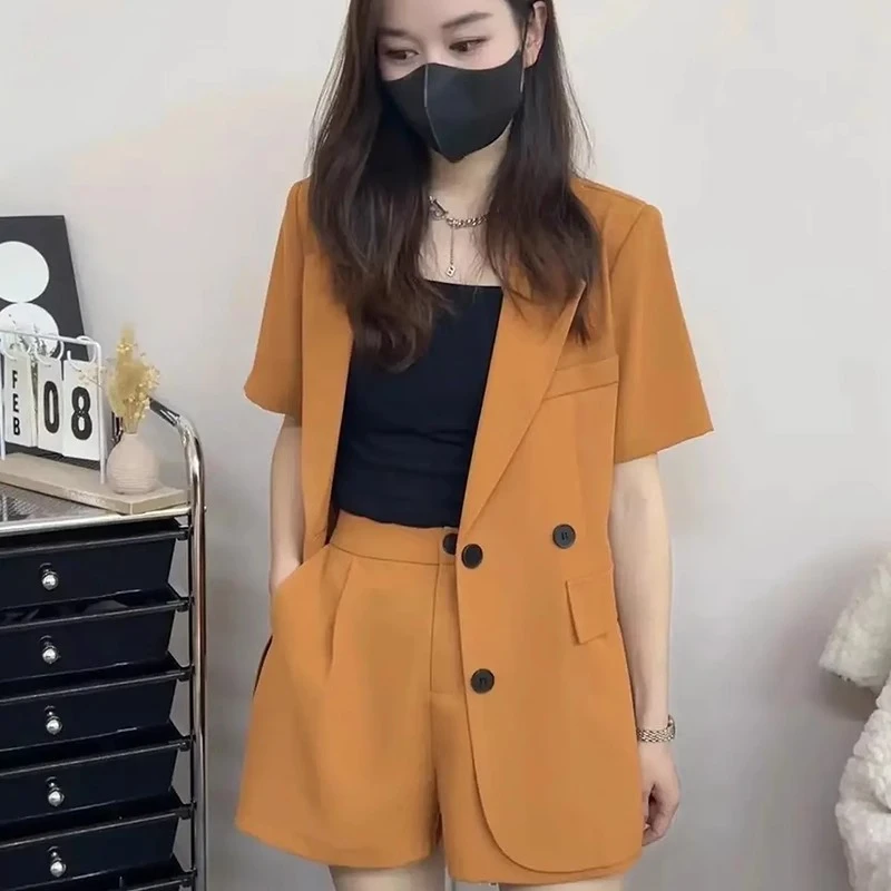 薄西装套装女夏季2024新款时尚休闲短裤小个子西服两件套装高级感