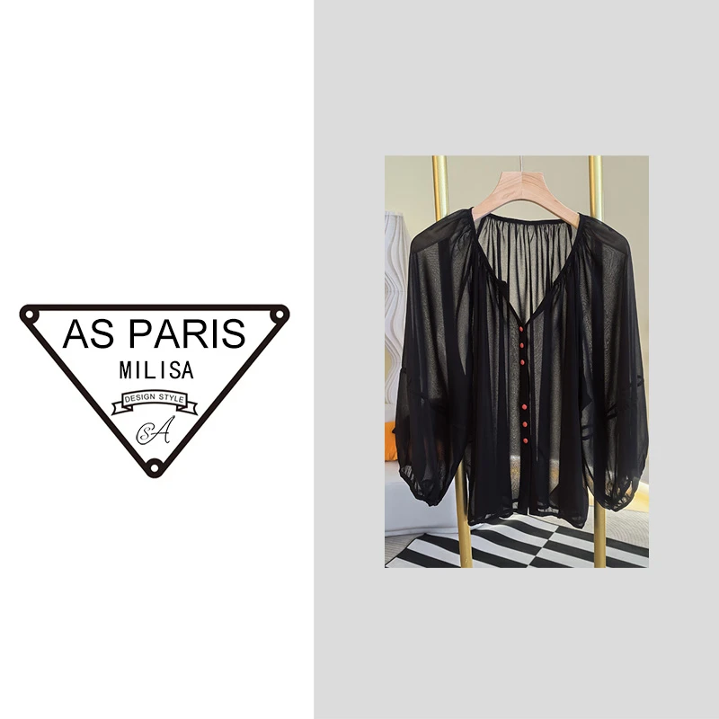 红扣灯笼袖 【臻品扫尾 不退差价】2025年超火新款小衫9510